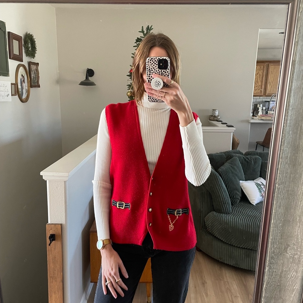 Koret Vibrant Red Knit Holiday Vest